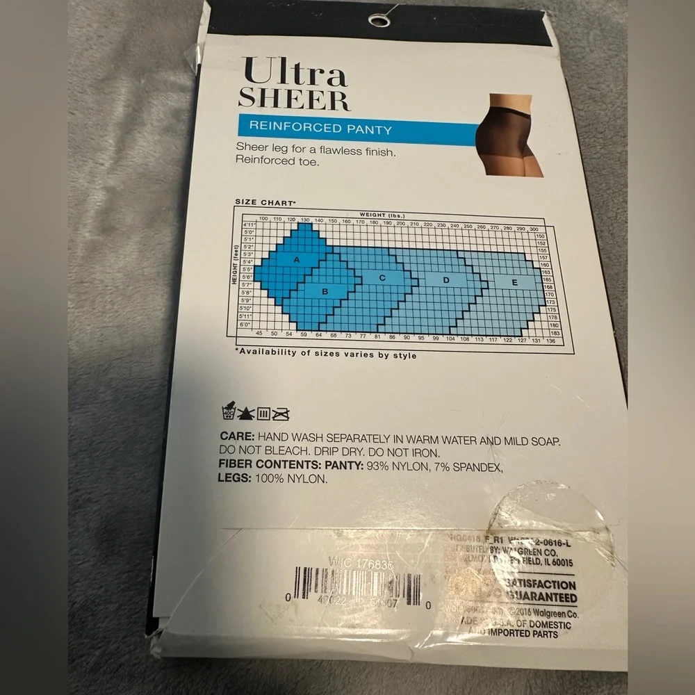 West Loop Ultra Sheer Nylon Spandex Pantyhose, 176836‎ Jet Black, Size B